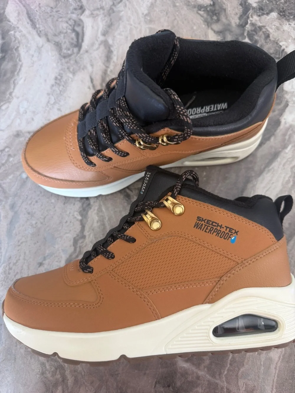 Skechers Kids Tan and Black Lace-Up Waterproof Boots